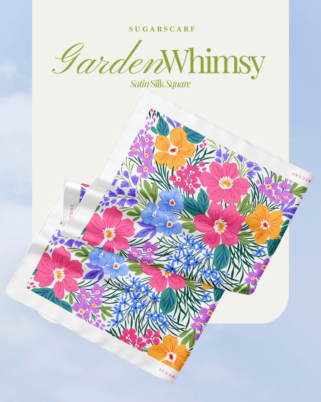 Korean Chiffon Long Shawl (Garden Whimsy) in Floral Whispers