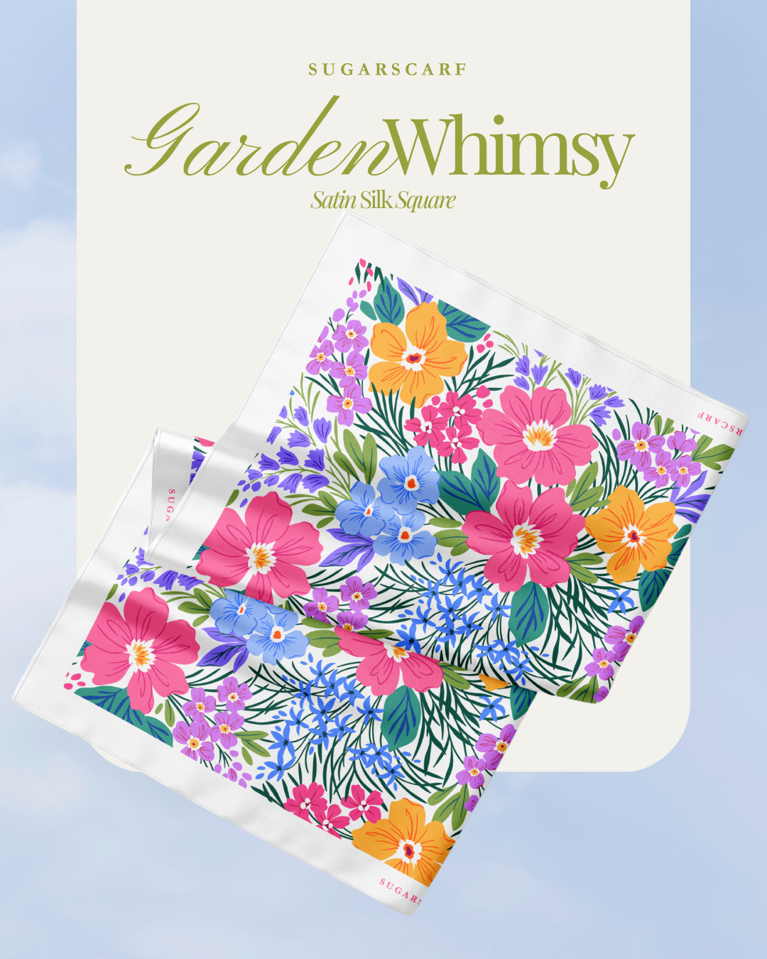 Korean Chiffon Long Shawl (Garden Whimsy) in Floral Whispers