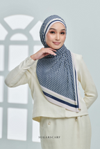 YES DEFECT ( Full Wide Pleats Shawl ) Classy Monogram ( DARK BLUE ) - Regal Blue