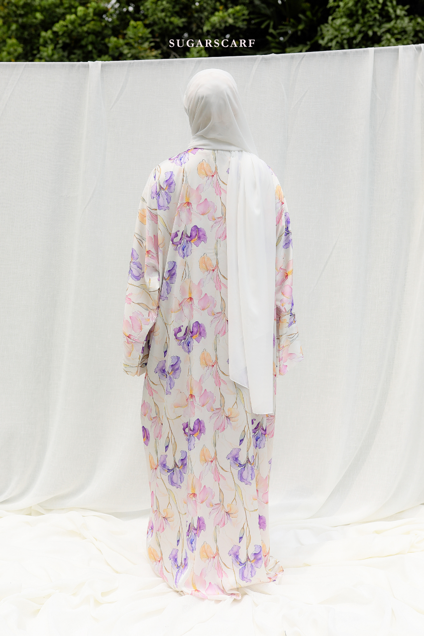 Silky Poetry Abaya Outer in Moon Petal