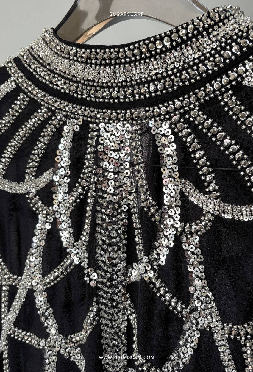 Hailey Crystal Beads Drape In White