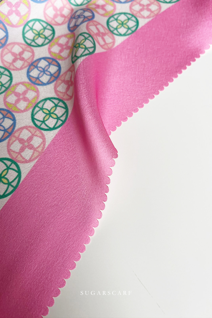 ( Square ) Girl Boss Mixed Satin Silk Scarf ( Meeting )