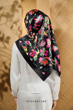 YES ( Square ) Seri Blooming Mixed Satin Silk Scarf ( AYANA )