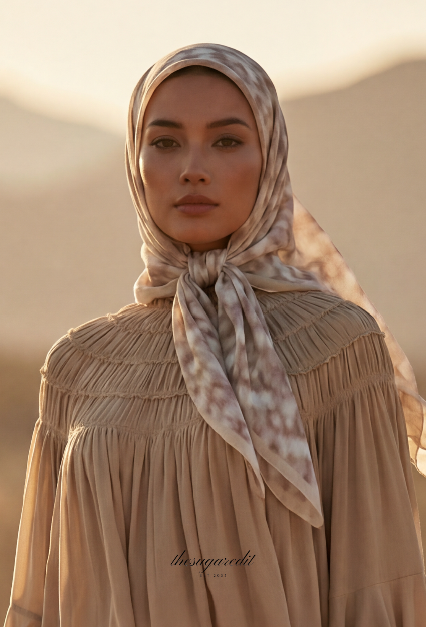 TSE Mod Japanese Cotton Voile Square Ivory Roam - Light AppleGreenBorder