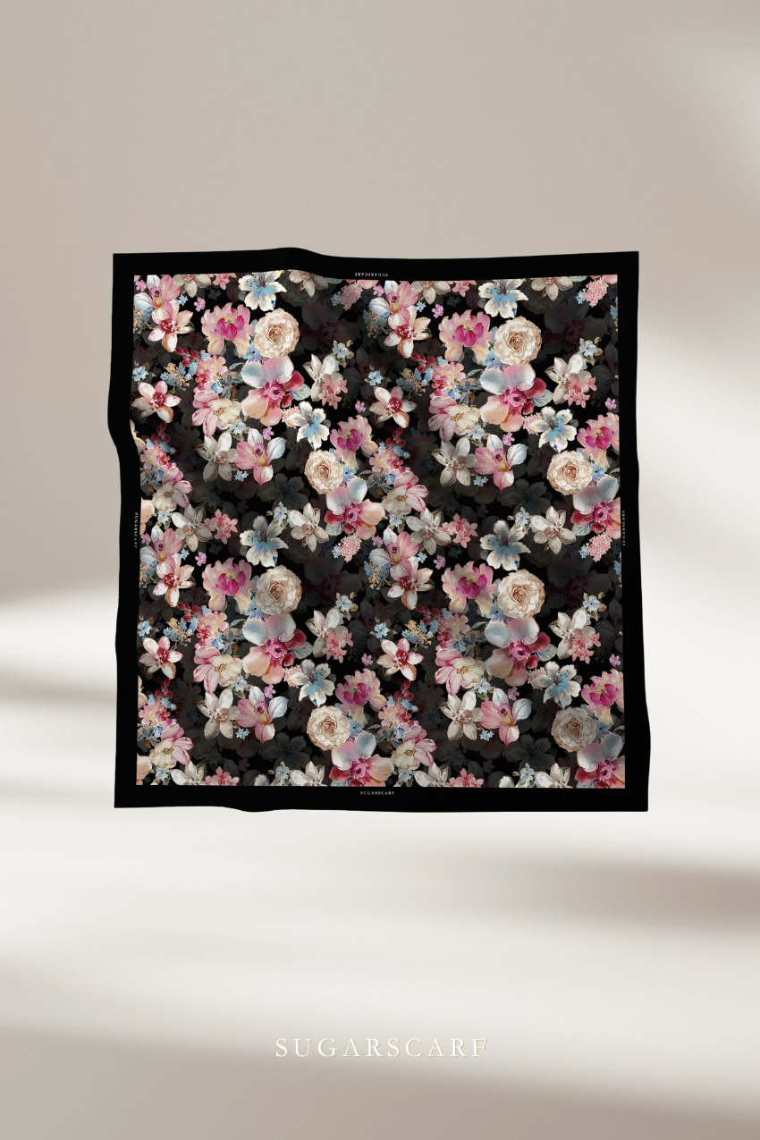 ( Square ) Celeste Matte Satin Silk Scarf ( LUNAR GRACE )