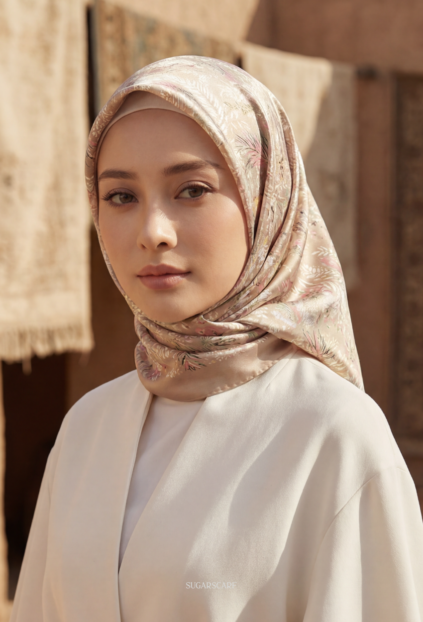 Eid Bloom 2026 Scarves Mixed Satin Square in BloomRosaline