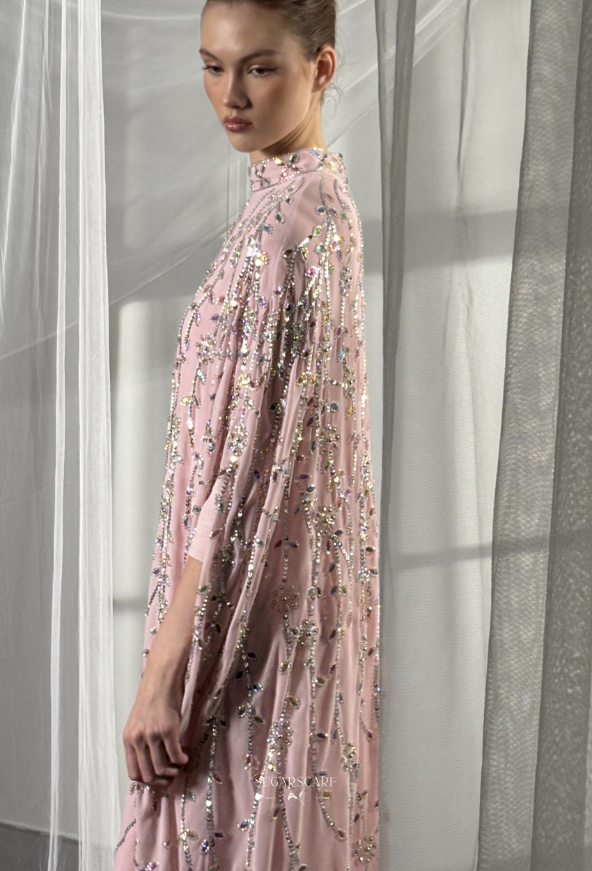 Angeline Crystal Beads Drape In SweetPink