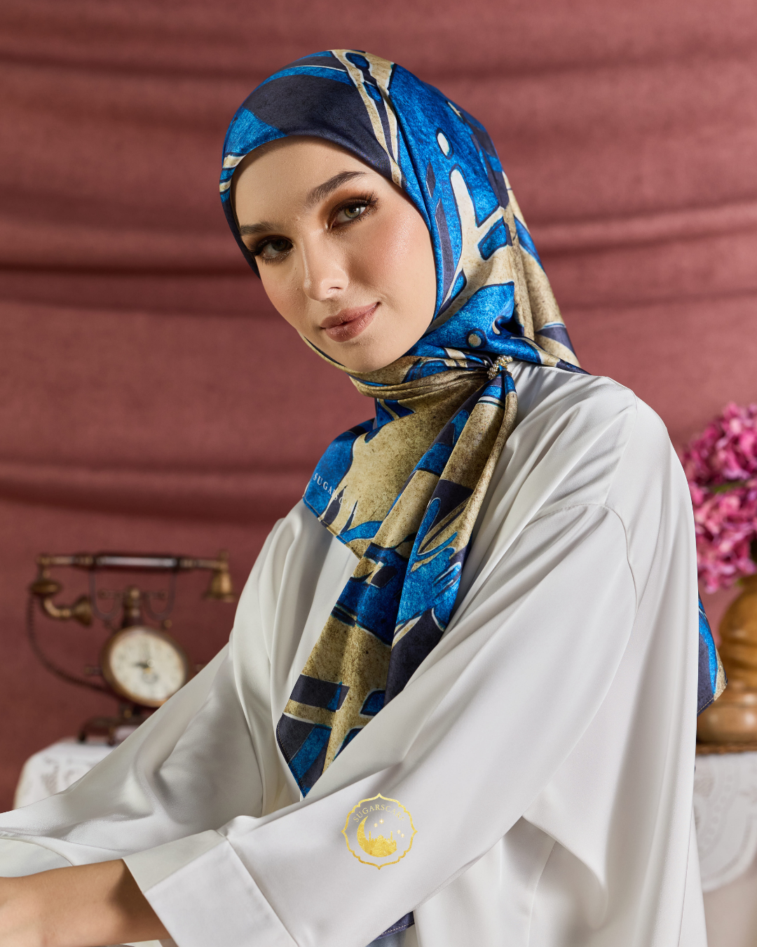 YES DEFECT - (Square ) Celeste In Mixed Silk Matte Satin (Tenang)