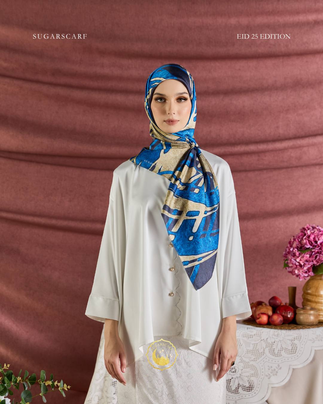 (Square ) Celeste In Mixed Silk Matte Satin (Tenang)