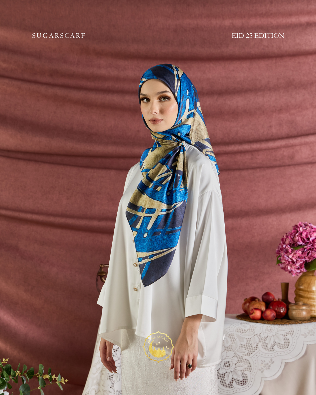 (Square ) Celeste In Mixed Silk Matte Satin (Tenang)