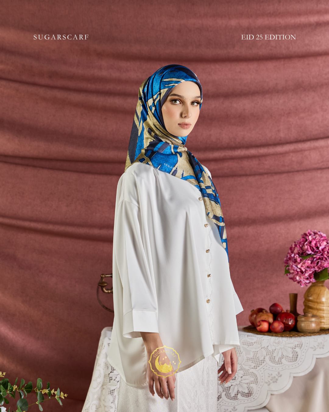 YES DEFECT - (Square ) Celeste In Mixed Silk Matte Satin (Tenang)