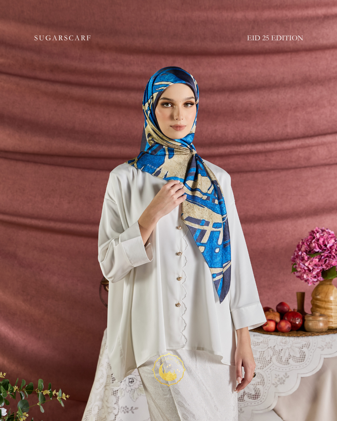 YES DEFECT - (Square ) Celeste In Mixed Silk Matte Satin (Tenang)