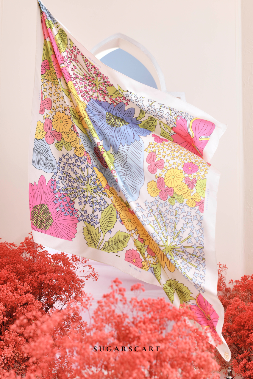 YES ( AS-IS ) Garden of Hurrem Bloom Mixed Silk Satin Square in CEMILE