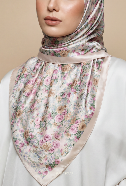 Eid Bloom 2026 Scarves Mixed Satin Square in Belissa