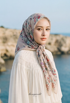 TSE BloomInvitation Japanese Cotton Voile Square Zafira ( Taupe Colour)