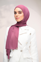 (SAMPLE) ( Full Wide Pleats Shawl ) Elegant Folds Everyday Ironless Pleats Shawl ( Mangosteen )