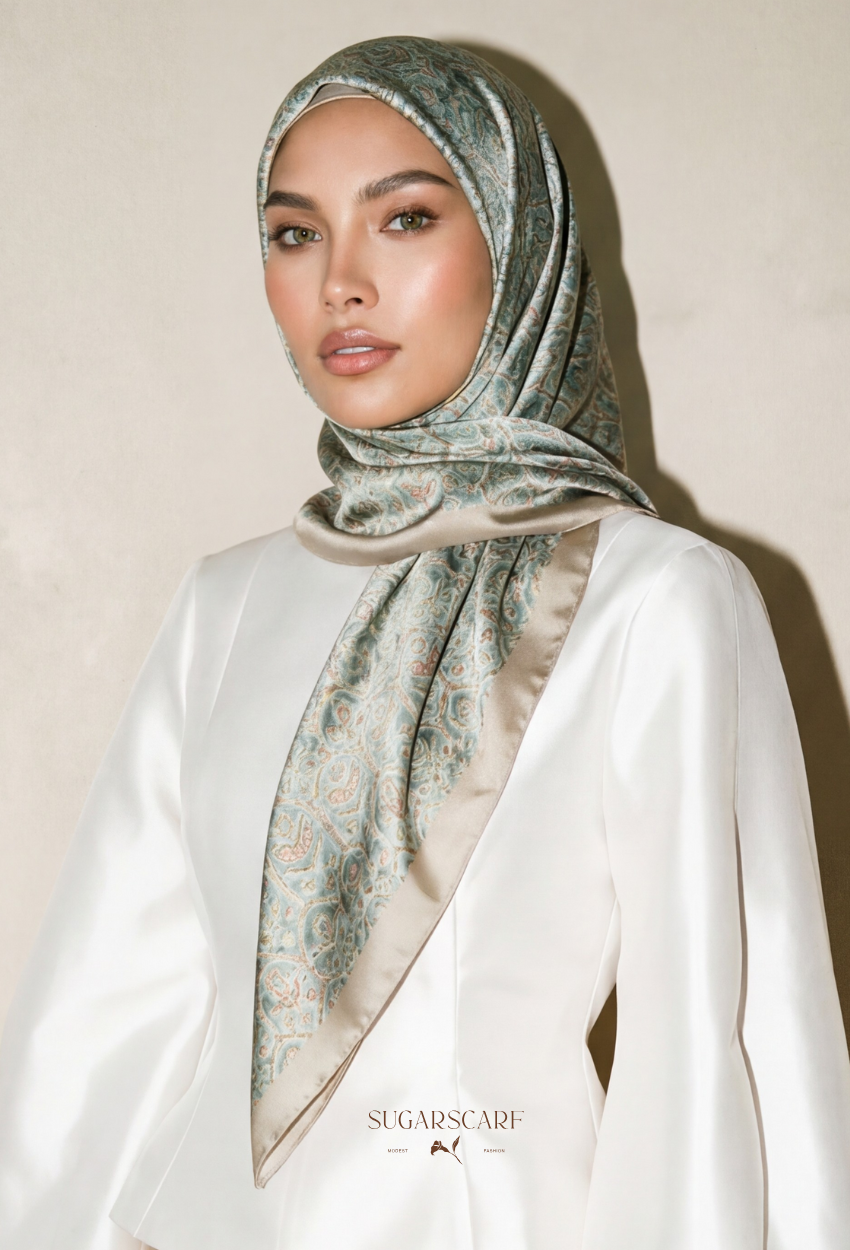 Eid Maison 2026 Scarves Mixed Satin Square in BloomNea