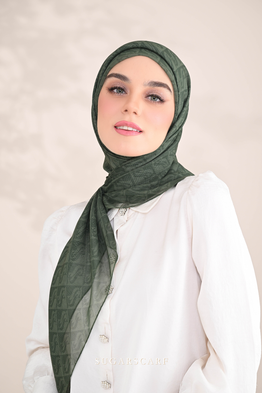 YES DEFECT - ( Square ) SSMonogramJP Voile in ( Salad )