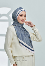 YES DEFECT ( Full Wide Pleats Shawl ) Classy Monogram ( DARK BLUE ) - Regal Blue
