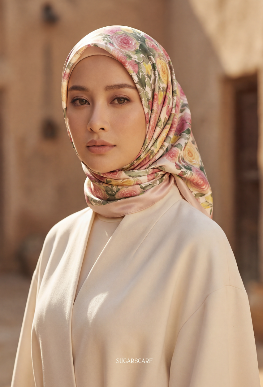 Eid Bloom 2026 Scarves Mixed Satin Square in Celinea