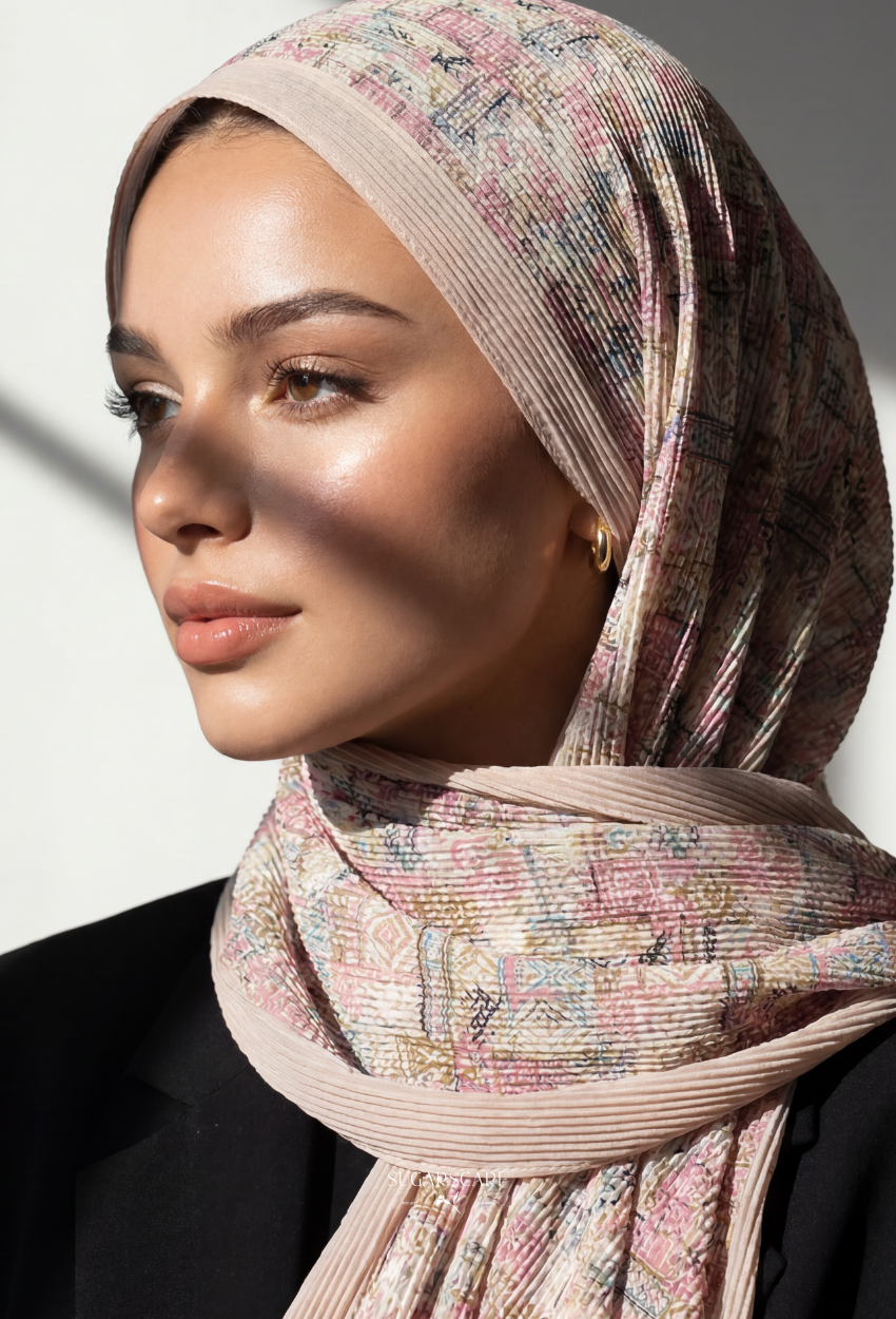 Fall In Love Wide Ultra Fine Pleated Shawl Ironless · in Pearl
