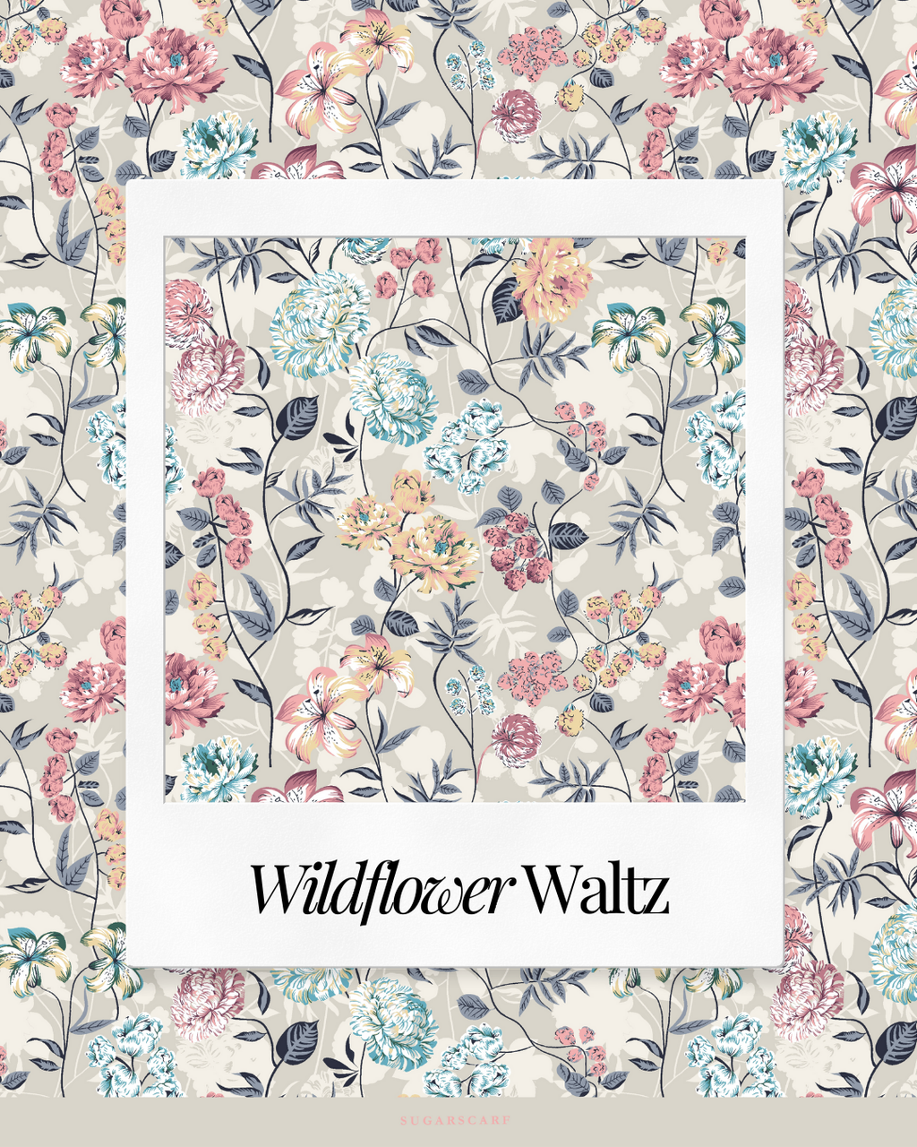 YES DEFECT Matte Satin Silk Sq (Garden Whimsy) in Wildflower Waltz