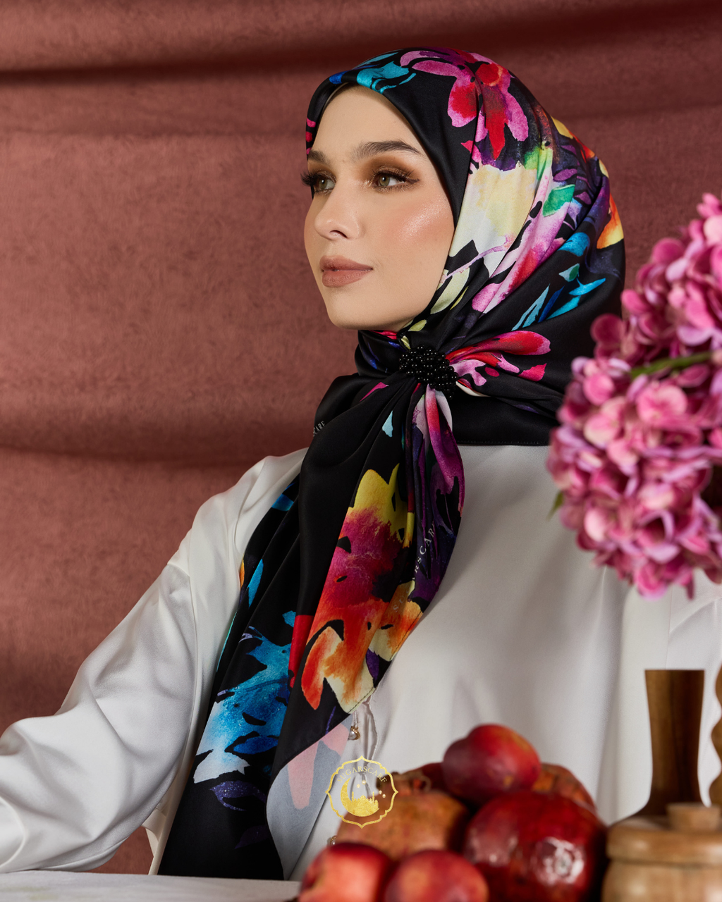 YES DEFECT (Square ) Celeste In Mixed Silk Matte Satin (Nirmala)