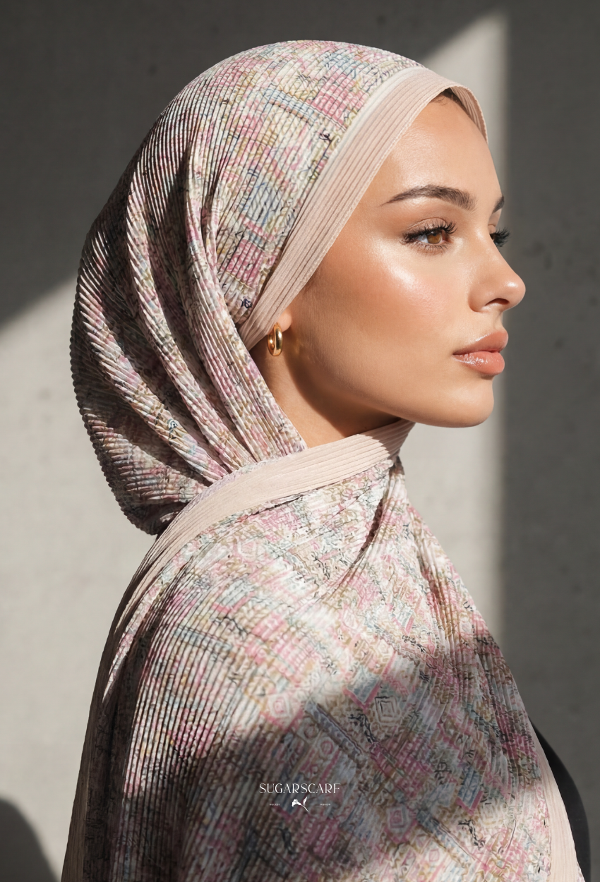 Fall In Love Wide Ultra Fine Pleated Shawl Ironless · in Pearl