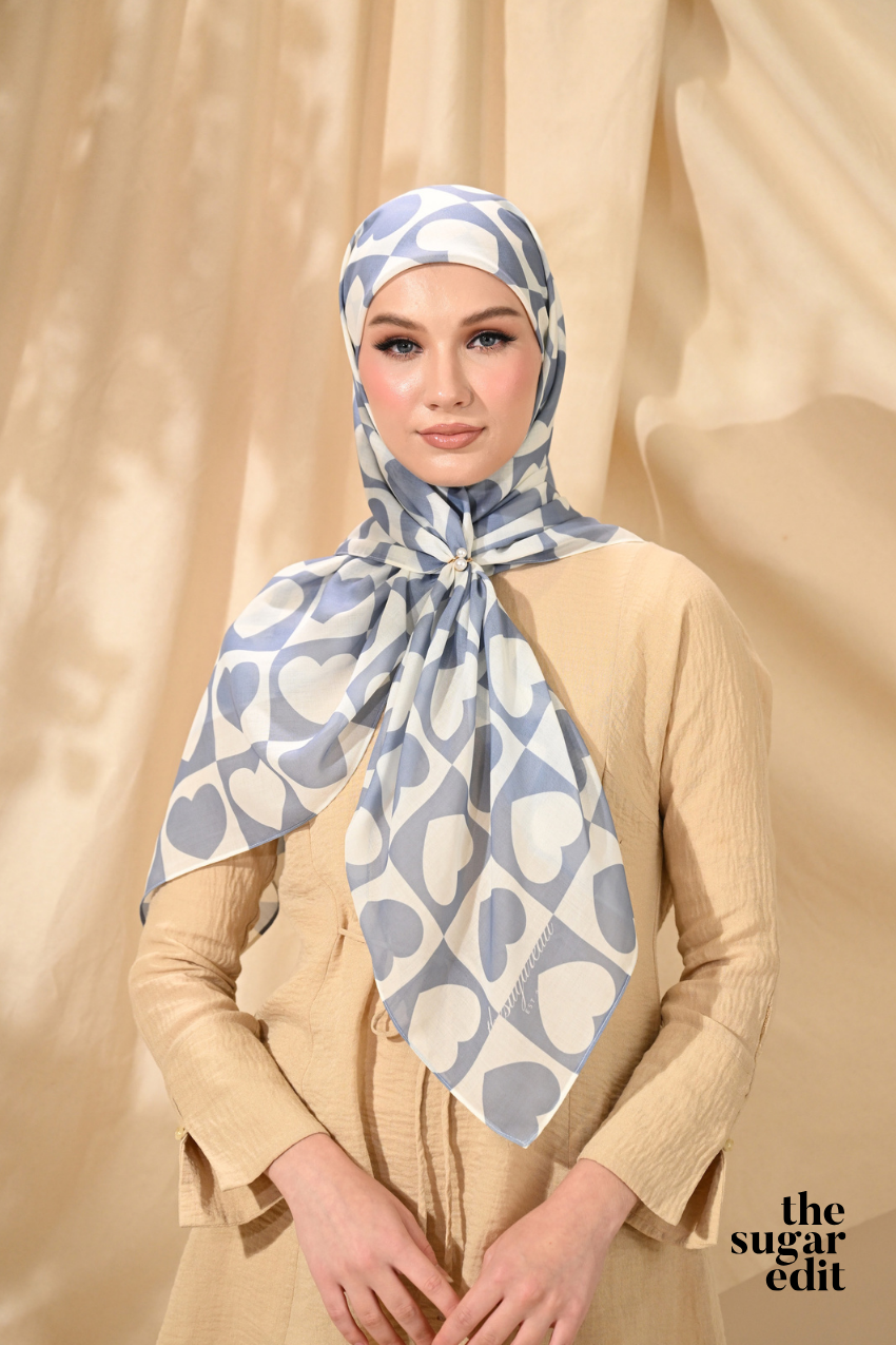 YES DEFECT - THESUGAREDIT Heart Edit Vol 1 French Silk Cotton Bawal ( LOVE LETTER - Gray )