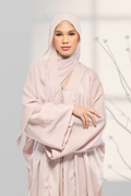 Noir Éclat Anne Embroidery Abaya Outer Robe in Rose Glow