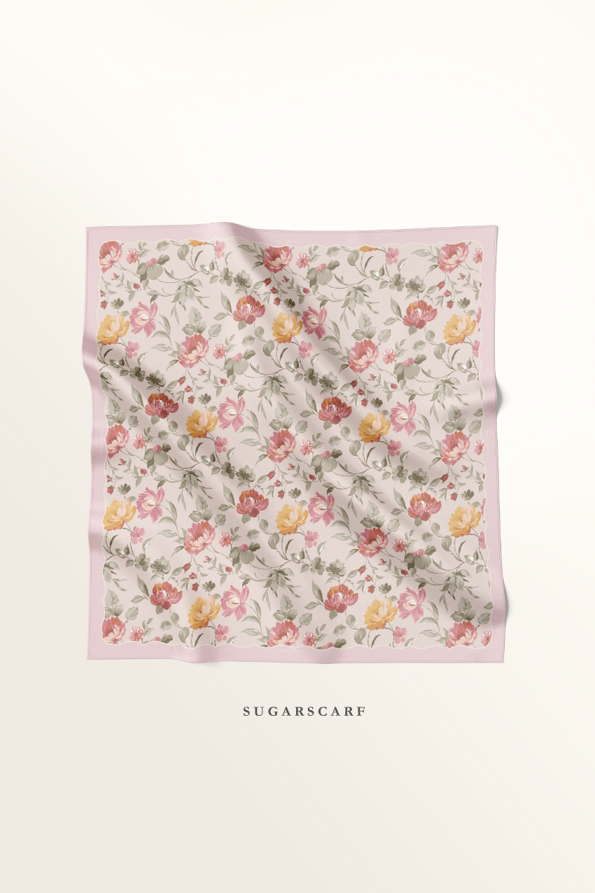 ( Square ) Bloom in Grace Mixed Satin Silk Square ( Passionate )