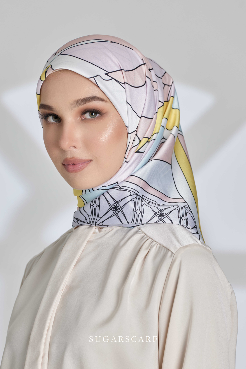 ( Square ) Garden of Hurrem Bloom Mixed Silk Satin Scarf ( ELA )
