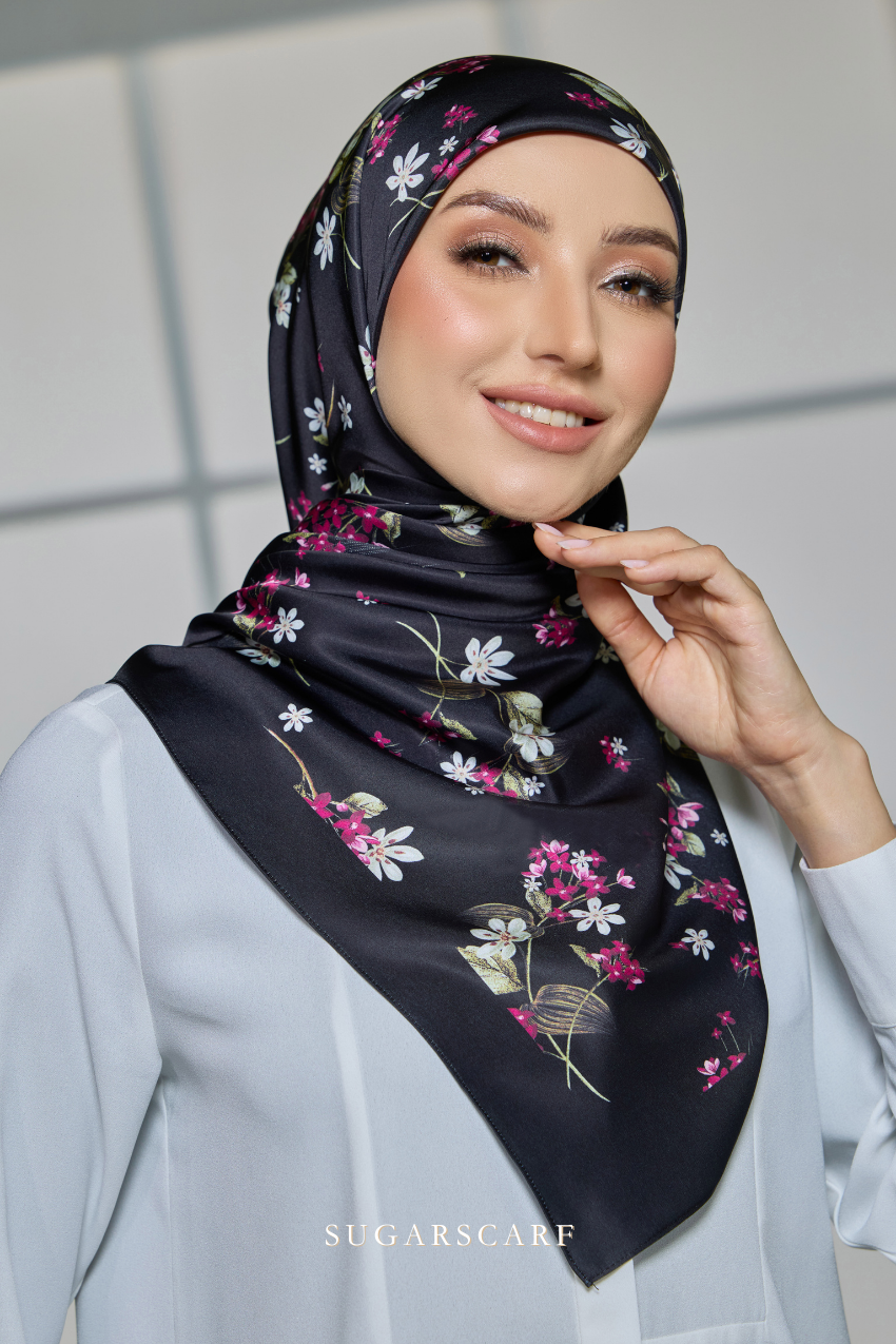 ( Square ) Celeste Matte Satin Silk Scarf ( SINCERELY )