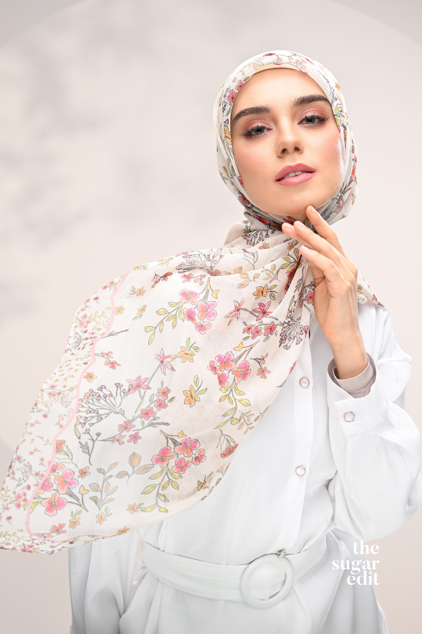 YES DEFECT - THESUGAREDIT Whispering Bloom Japanese Cotton Voile In (Serene Blossom)