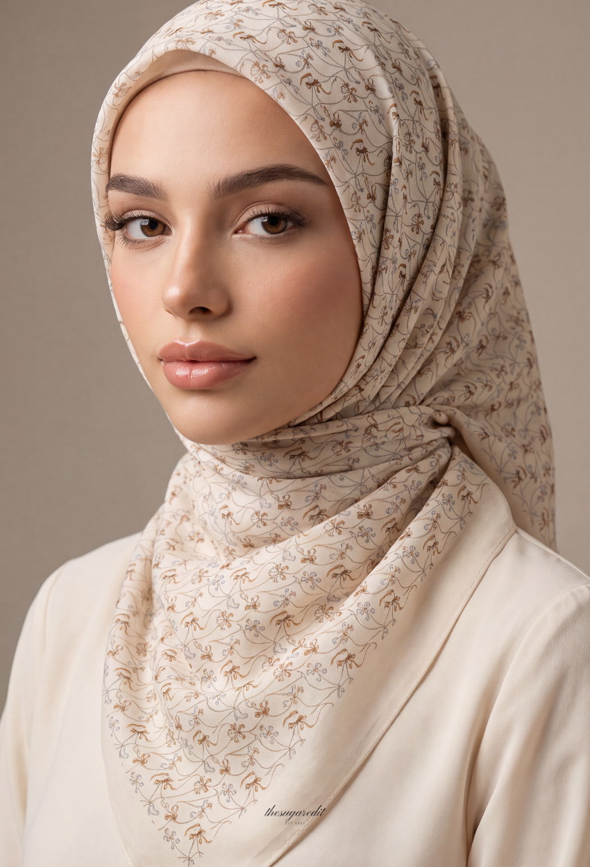 TSE Mod Japanese Cotton Voile Square In Ribbon&Cream