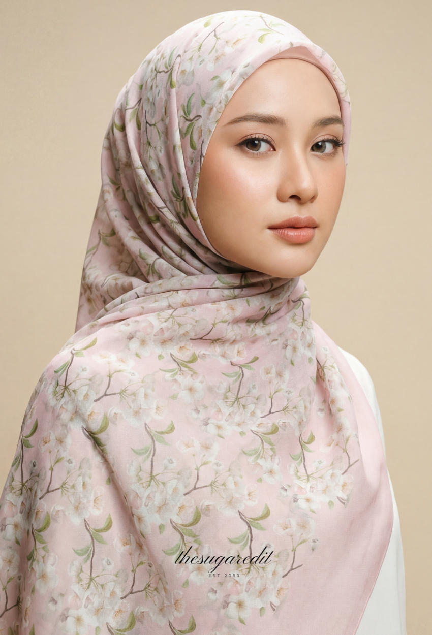 TSE December Serenity Japanese Voile Square In MilkRose