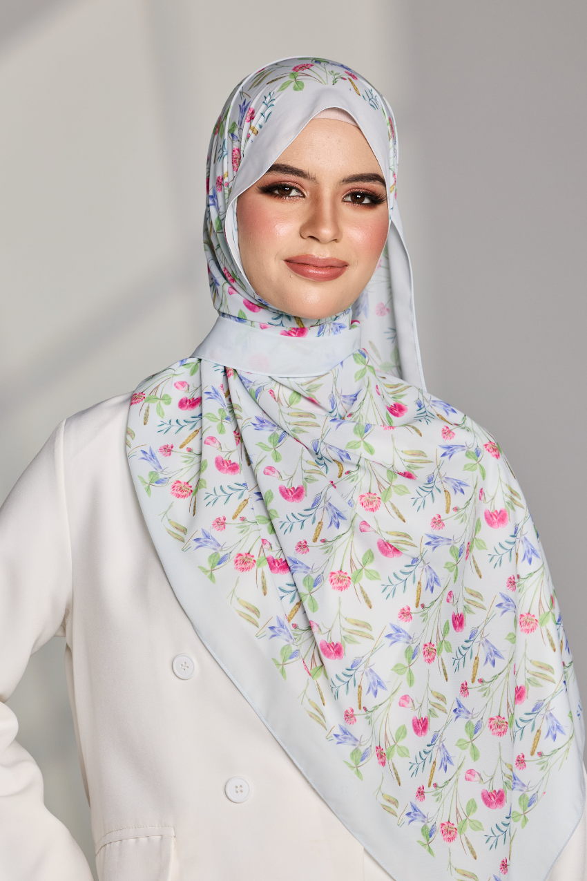 Korean Chiffon Long Shawl (Garden Whimsy) in Fleur Fable