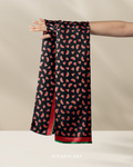 YES DEFECT -  Watermelon Long Shawl Satin Silk - (Black)