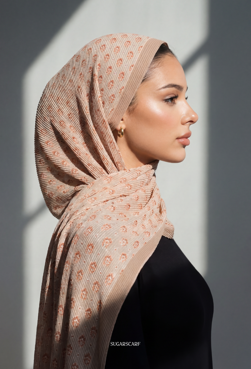 Fall In Love Wide Ultra Fine Pleated Shawl Ironless · in Helene