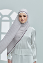 YES DEFECT ( Full Wide Pleats Shawl ) Classy Monogram ( ASH PURPLE )