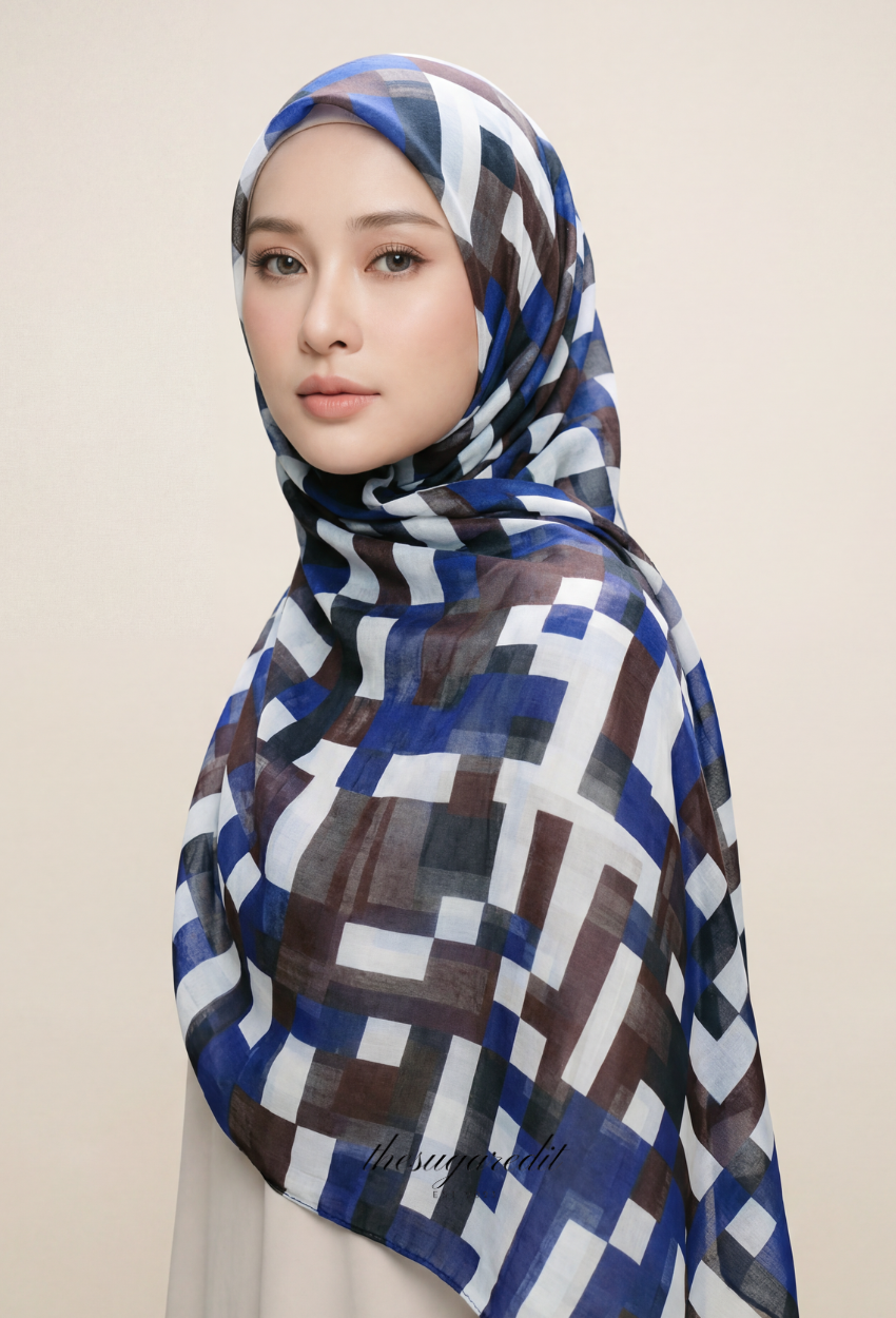 TSE December Serenity Japanese Voile Square In InkDraft