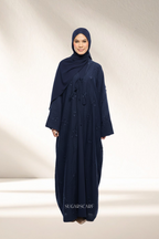Noir Éclat Diane Embroidery Luxe Abaya Outer in Sapphire Noir