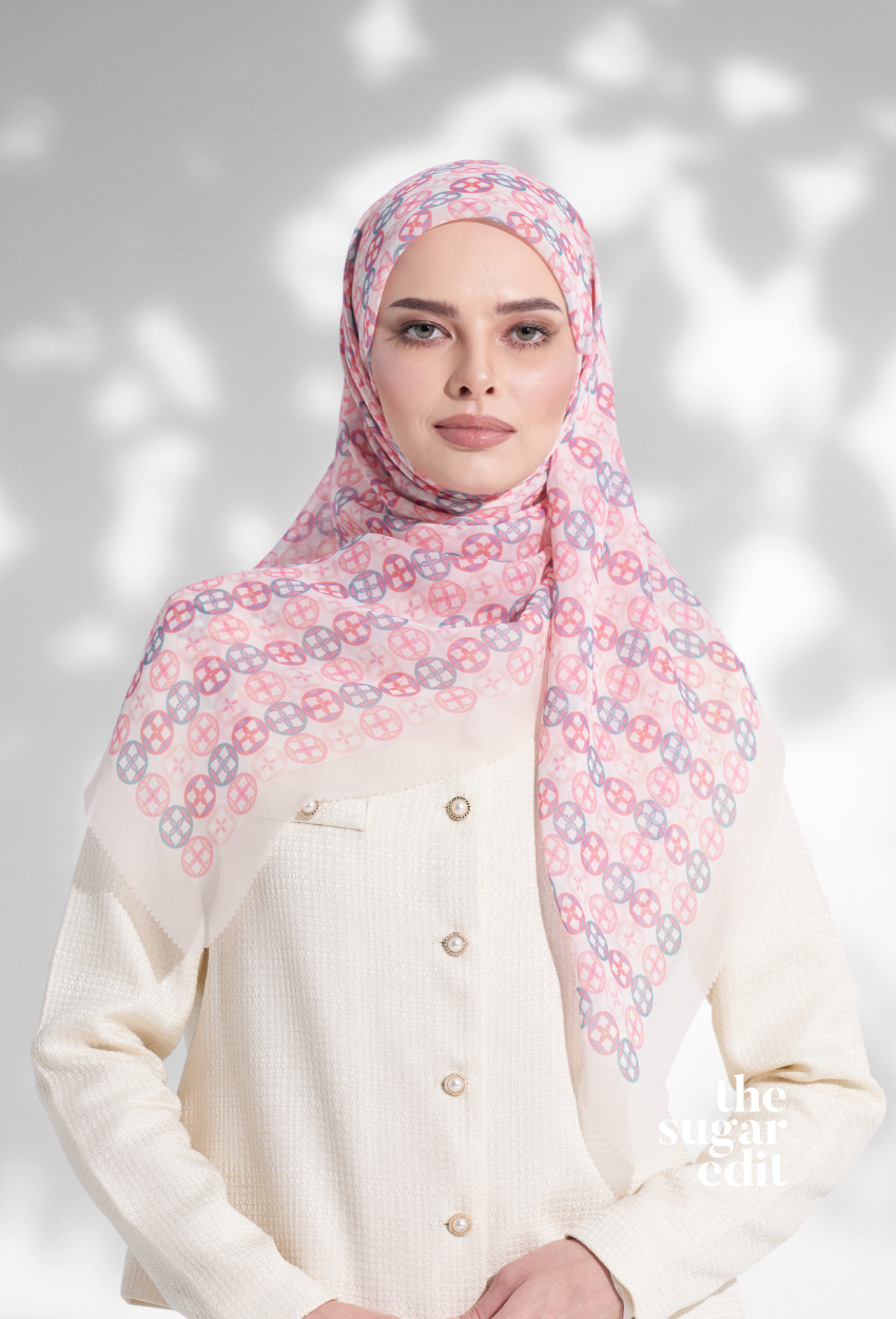 YES DEFECT - ( Japanese Voile Square Scarf ) Girl Boss ( Iconic ) 46 inch