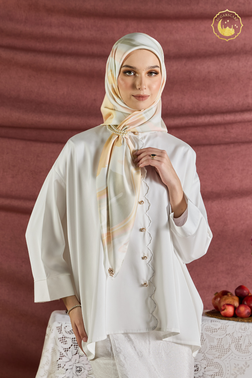 (Square ) Celeste In Mixed Silk Matte Satin (Sinaran)