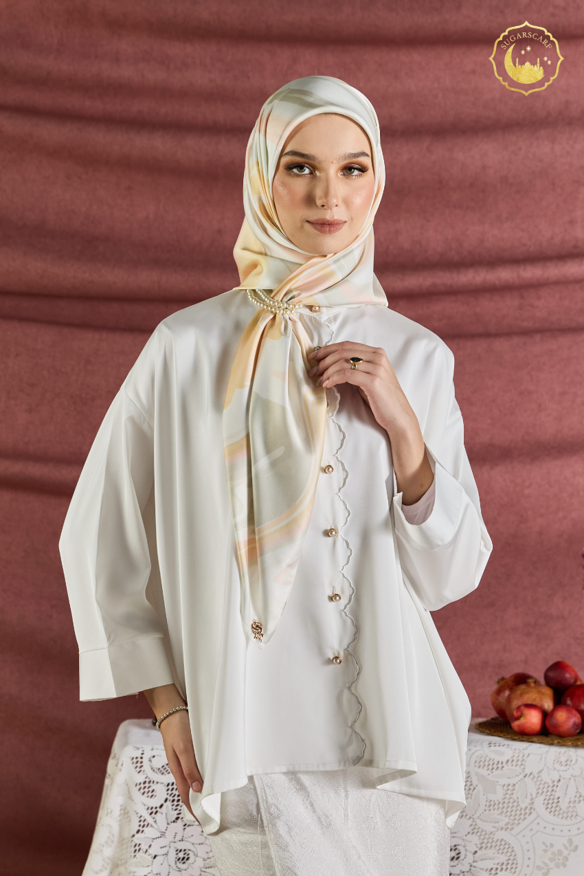 YES DEFECT - (Square ) Celeste In Mixed Silk Matte Satin (Sinaran)