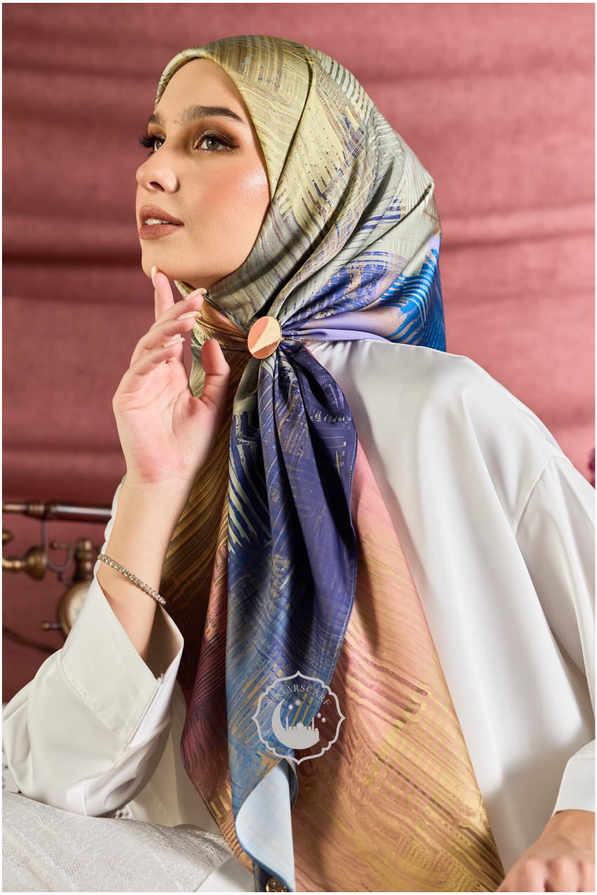 YES DEFECT (Square ) Celeste In Mixed Silk Matte Satin (Serinity)