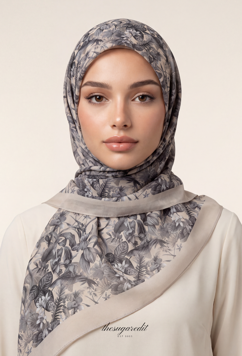 TSE BloomInvitation Japanese Cotton Voile Square -  Regent ( Blue Gray)