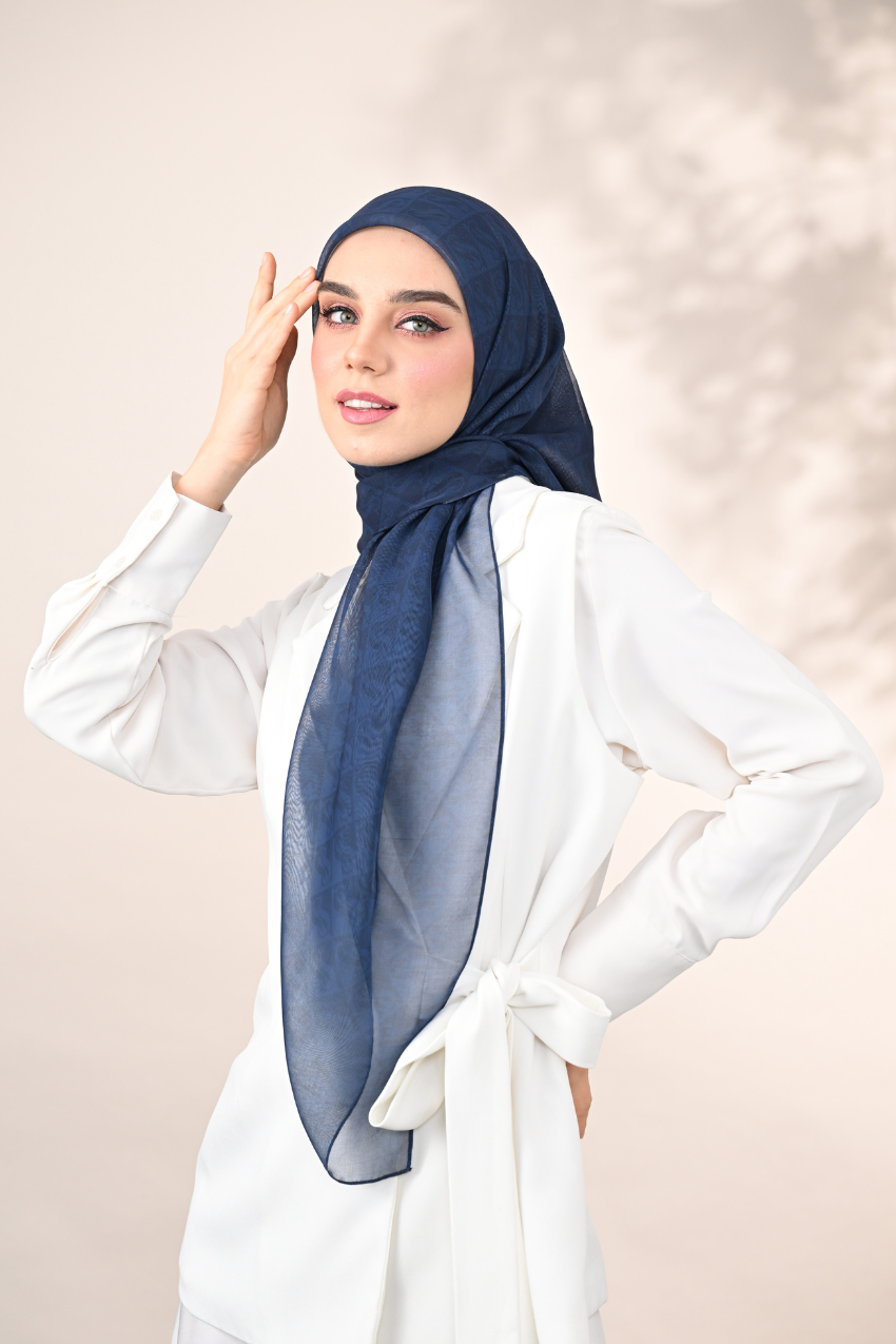 YES DEFECT - ( Square ) SSMonogramJP Voile in (Rich-MidnightBlue)