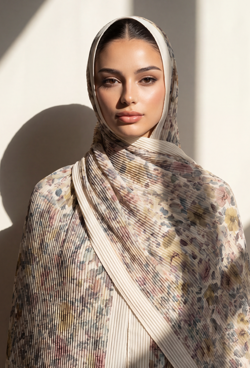Fall In Love Wide Ultra Fine Pleated Shawl Ironless · in Anallie