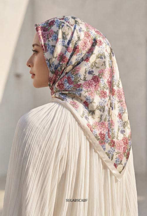 FallInLove Scarves Mixed Satin Square in Poppi